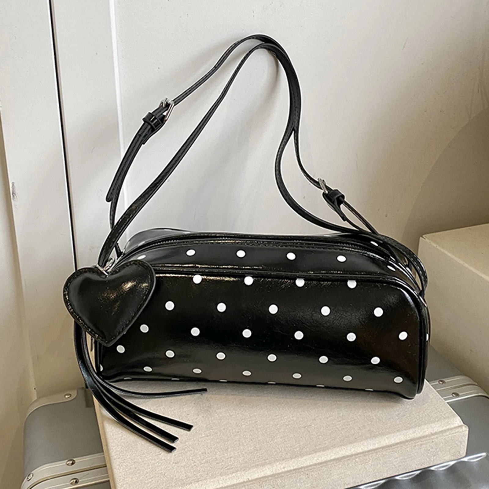

Women PU Leather Versatile Underarm Bag Large Capacity Leisure Tote Bags Adjustable Strap Casual Boston Handbags Commute Handbag