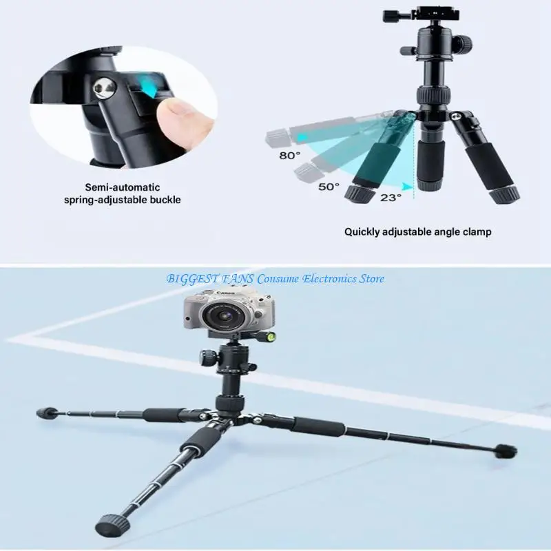 

Mini Tripod With 1/4” Quick Release Screw 5 Level Telescopic Legs Adjustable Height Quick Release Plate Camera Accessory
