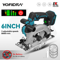 YOFIDRA 6 Inch Brushless Electric Circular Saw 45° Adjustable Woodworking Cutting Saw Power Tool For Makita 18V Battery Pin