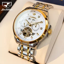 JSDUN 8911 Luxury Business Mechanical Watch For Men Hollow Skeleton 50M Waterproof Hand Clock Sapphire Mirror Auto Date Watches