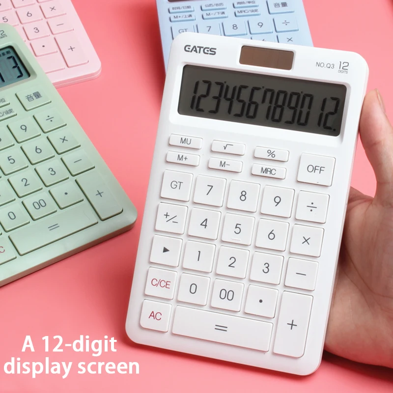 Solar Voice Model 12-bit Calculator Business Students Financial Accounting Special Large Key Multi-function Portable