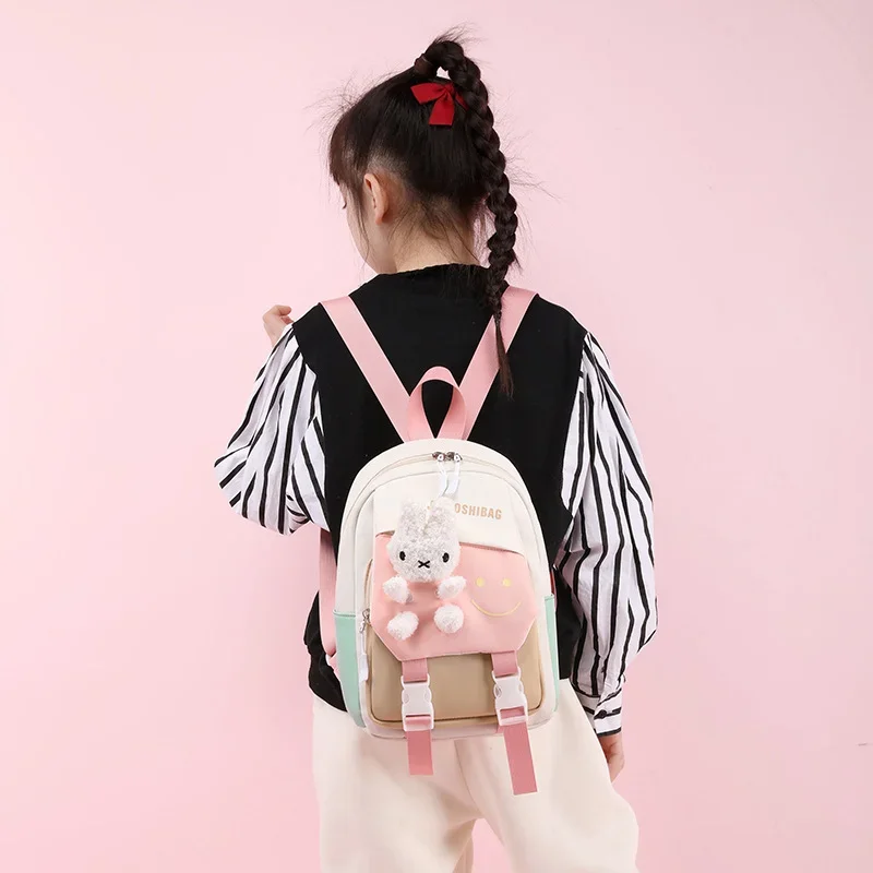 Cute cartoon rabbit doll schoolbag simple contrasting color fresh large capacity backpack