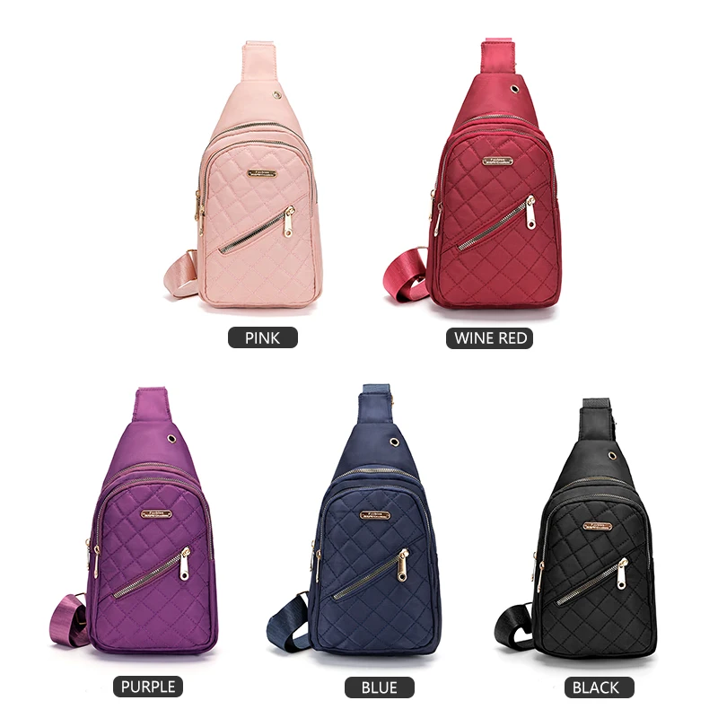 Fashion Women Zipper Chest Bag Casual Crossbody Shoulder Bag Outdoor Riding Travel Bag