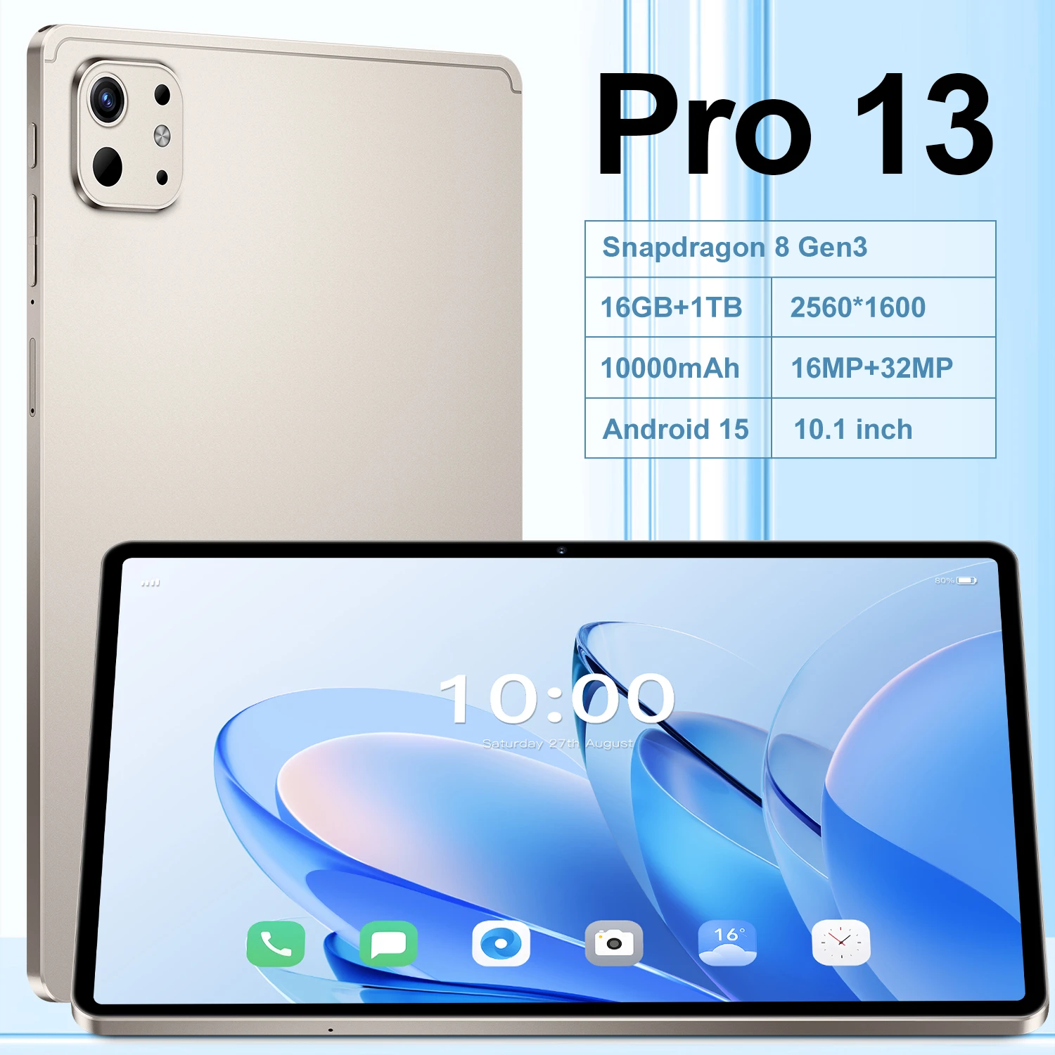 

NEW 2026 HOT Pro 13 original intelligent 10.1" Android 15 Snapdragon 8 Gen3 22GB 2TB 5G Dual Card Dual Standby