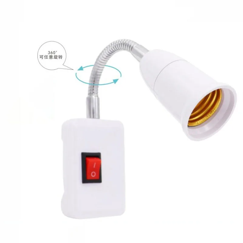 23cm-53cm EU/UK Plug Lamp Base Holder Flexible Extend Light Bulb Extension Converter Adapter Wall E27 Socket K5