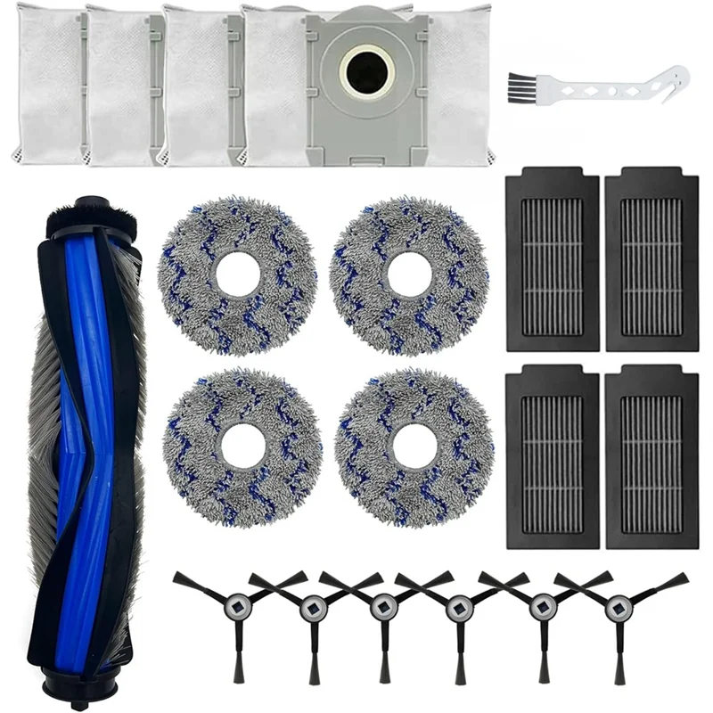 

Совместимые аксессуары BABZ для робота-пылесоса ECOVACS DEEBOT T50 MAX: основная и боковые щетки, HEPA-фильтр, салфетки для влажной уборки, мешки для сбора пыли.