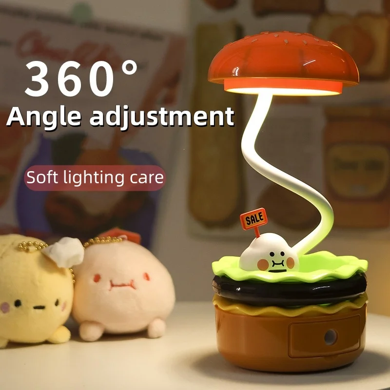 

Creative Burger Night Lamp Pencil Sharpener Led Night Light With Storage Atmosphere Desk Lamp USB Charging Type-C Interface