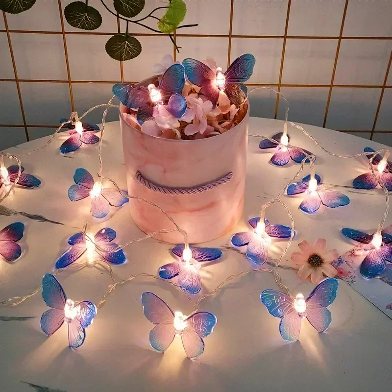 1.5M Butterfly LED Fairy Light String Garland Girls Butterfly Brithday Party Wedding Spring Home Decorations Kids Christmas Gift