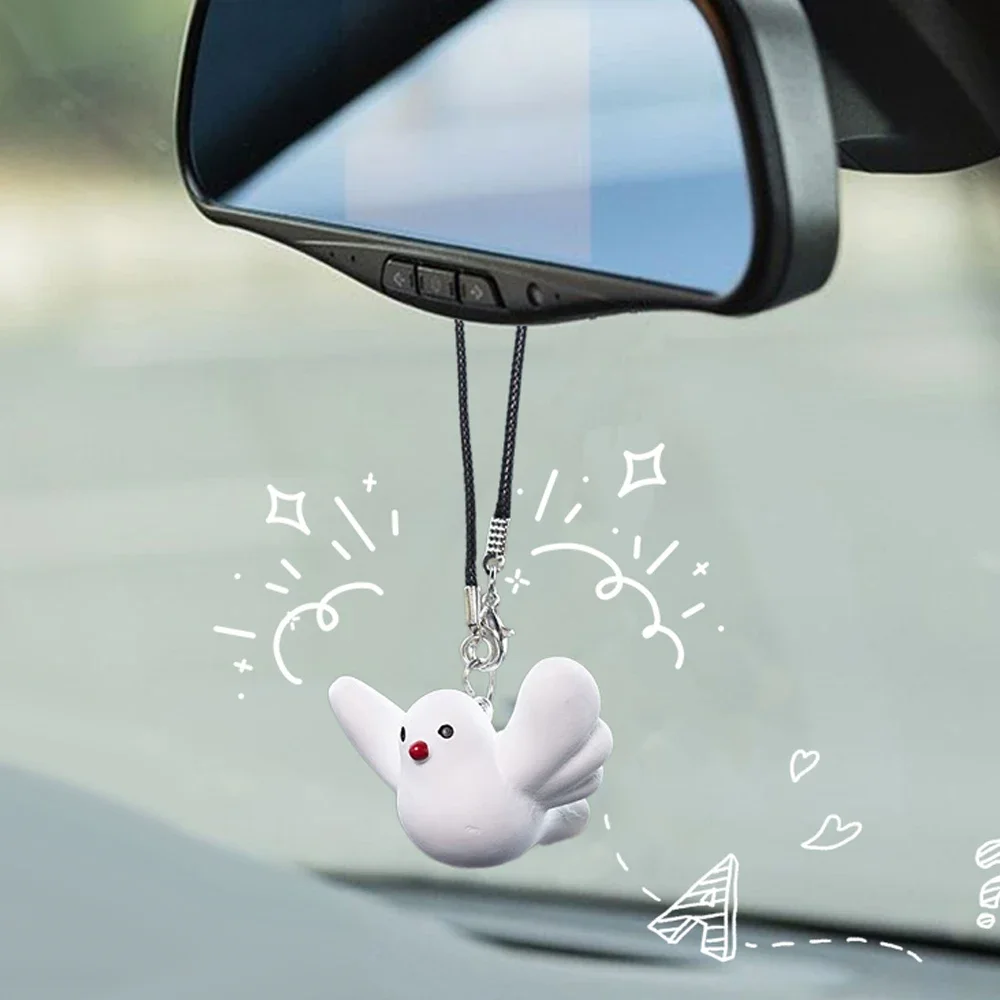 Peace Dove Car Pendants Auto Rearview Mirror Hanging Little White Pigeon Decoration Pendant Backpack Christmas Tree Home Pendant