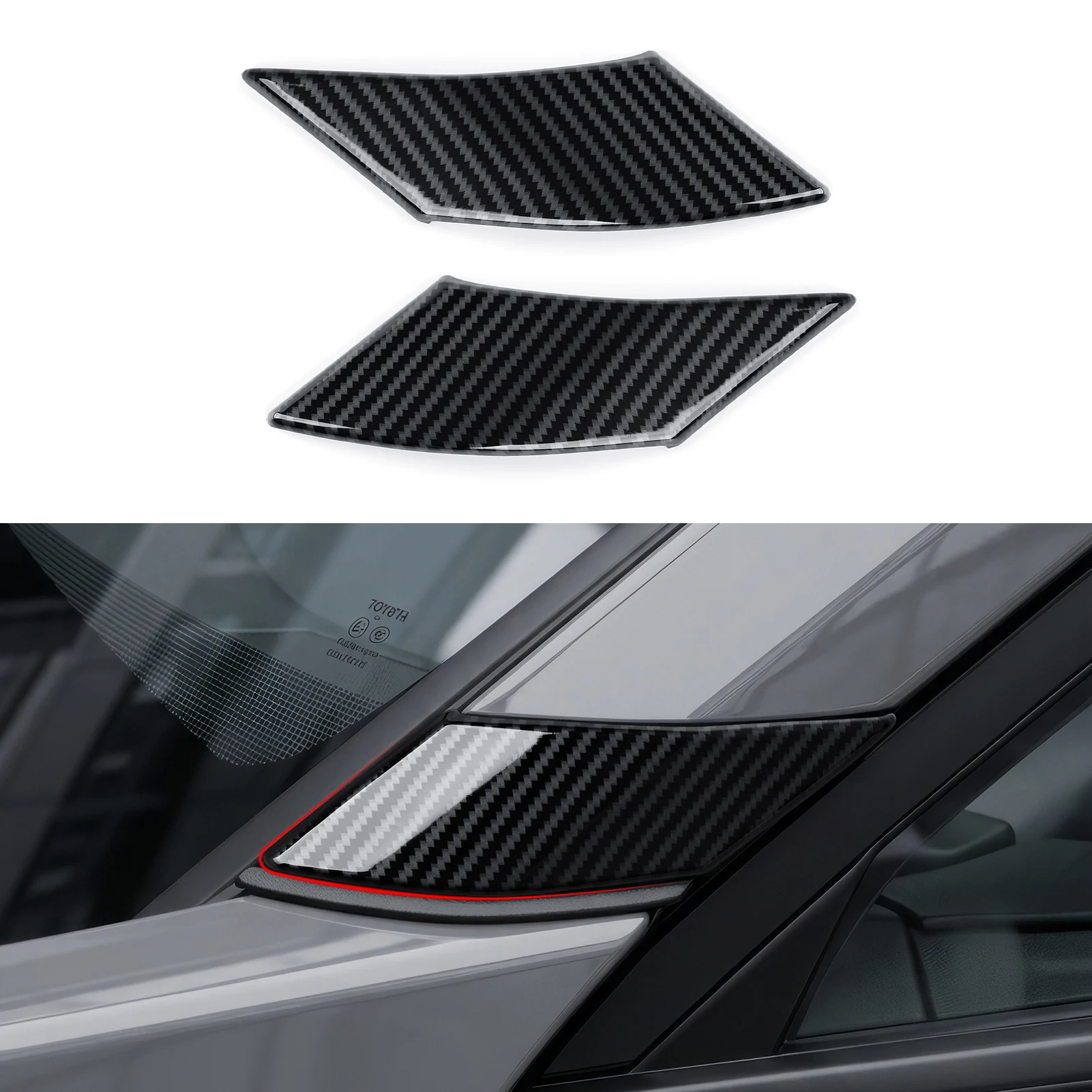 Car Window A-pillar Cover Panel. For Toyota d RAV4 2026-2030 Accessories. ABS Carbon Fiber Interior Sticker.