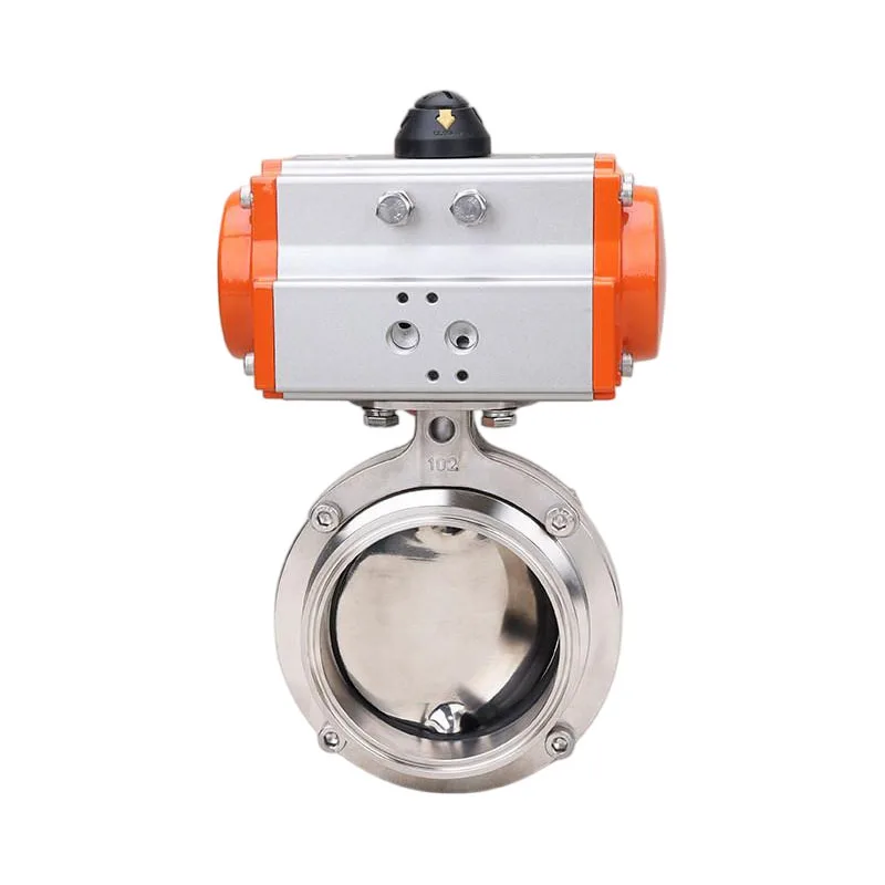 Tri Clamp Butterfly Valve D681X-16P Double Pneumatic Actuator 304/316L Stainless Steel Air Operator Sanitary Butterfly Valve