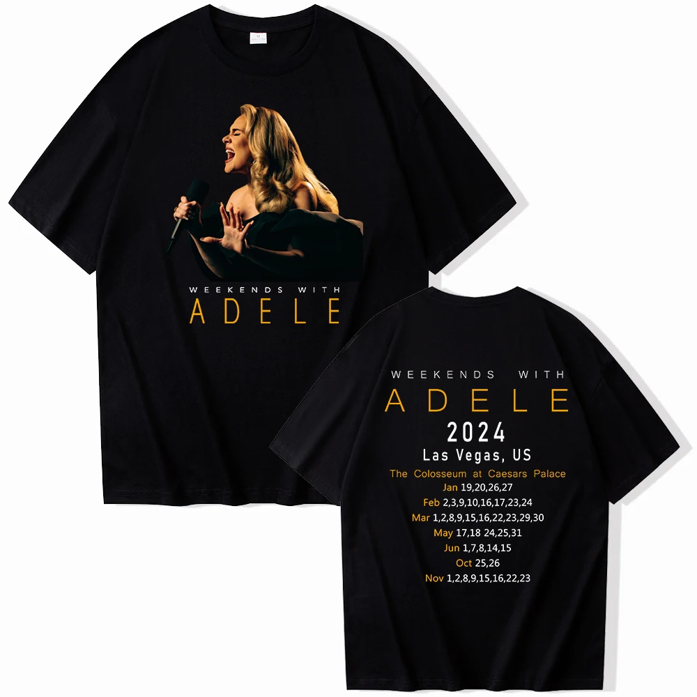 Adele Tour 2024 Weekends With Adele T-shirt O-Neck Short Sleeve Shirts Fans Gift