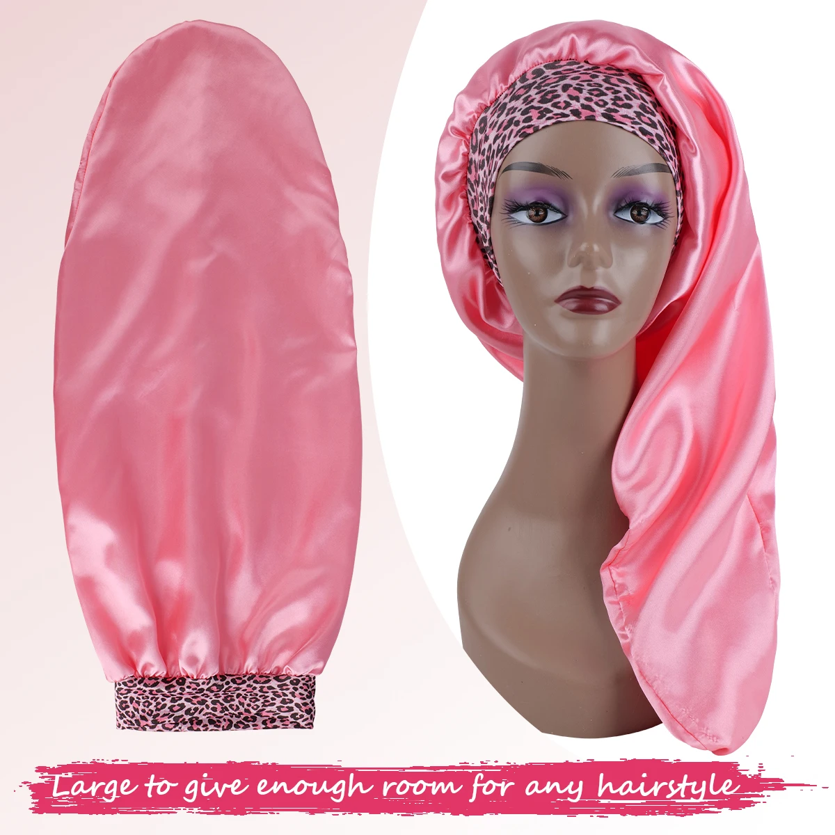 Women's Extra Long Satin Sleep Bonnet - Oversized, Adjustable, Breathable for Curly & Natural Hair Bonnet