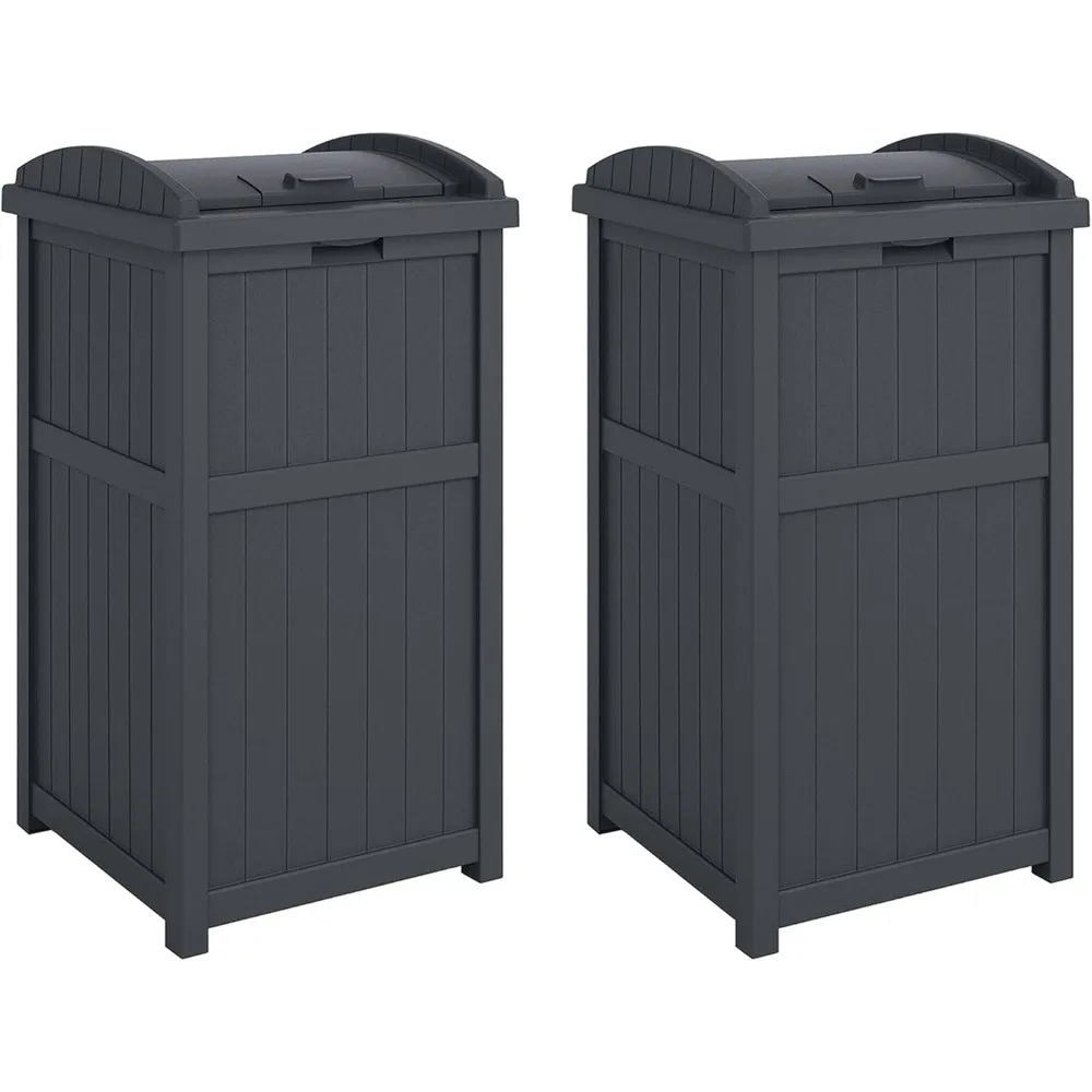 

Suncast Dual Trash Hideaway Containers: Elegant Outdoor Resin Bins with Secure Latching Lids, 30-33 Gallon Capacity