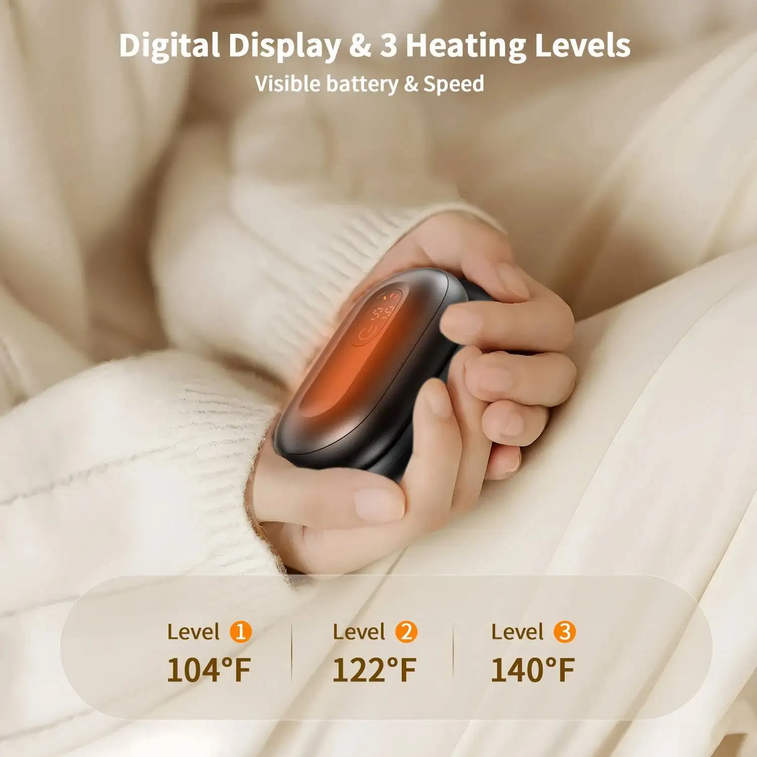 Rechargeable Warmers 2 In 1 Electric Hand Warmer With Digital Display Portable Pocket Heater Warm Gift For Outdoors Camping