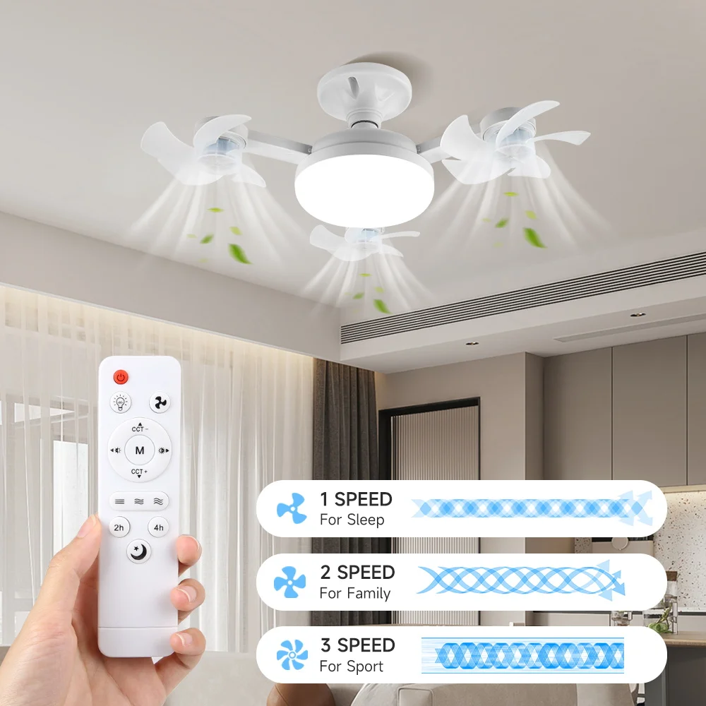 

Stepless Dimming Ceiling Fan Lamp Electric fan E27 Smart Remote Control Mute Fan 40W 60W LED Ceiling Fan for Bedroom Living Room