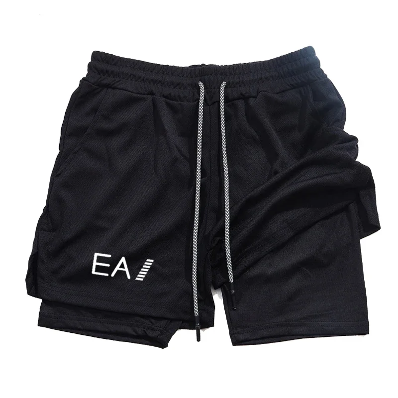 

Men's breathable casual quick-drying double-layer running shorts for summer fashion, fitness jogging, and sports activities