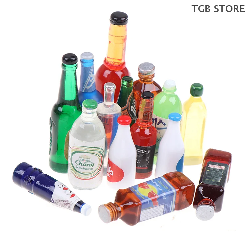 5Pcs Random Resin 1:12 Dollhouse Miniature Drinks Bottles Model Dolls Kitchen Accessories