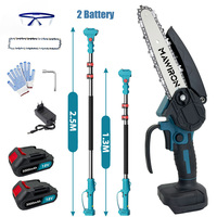 2 in 1 Cordless 6 inch Pole Saw with 2pcs 3Ah Battery, Power Electric Polesaw with Extension Pole Telescopic replace for Makita