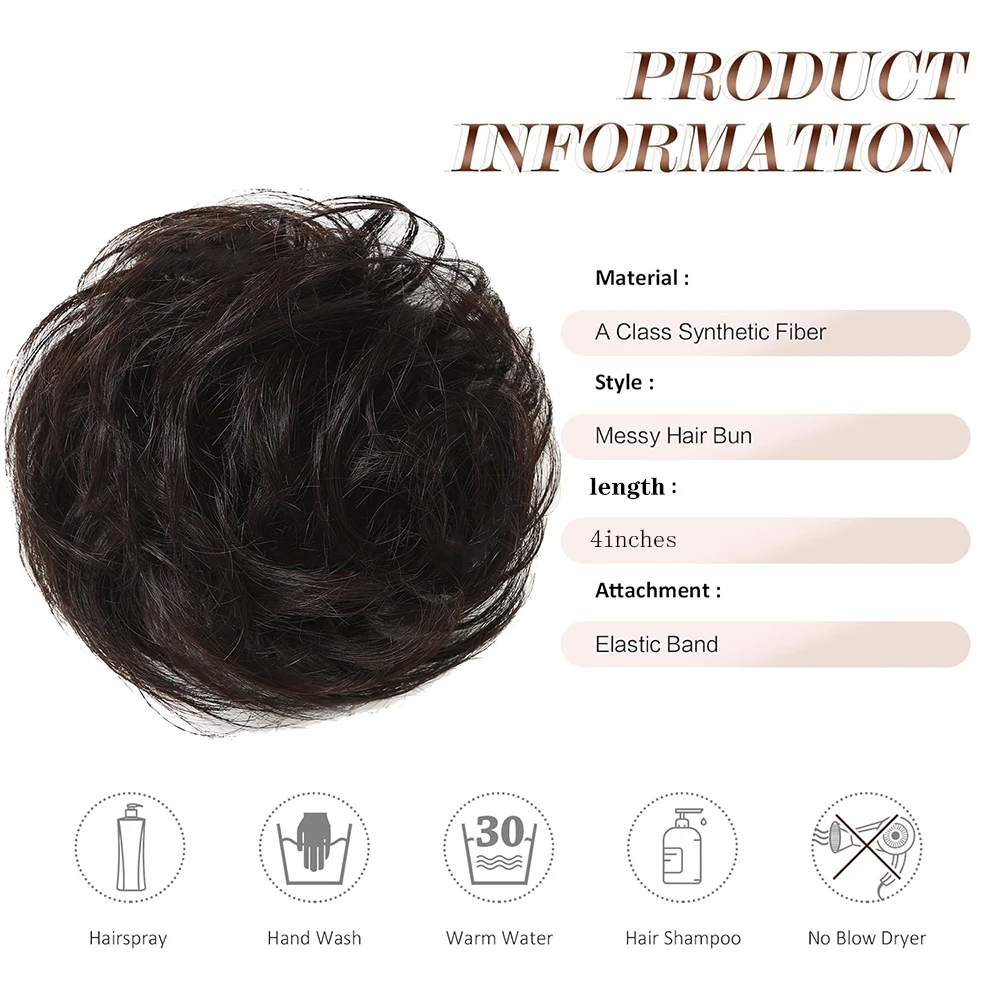 Extension de cheveux naturels pour chignon désordonné, postiches de cheveux humains, chignon rose, noir, brun, ondulé, bouclé, 03, fête, femmes