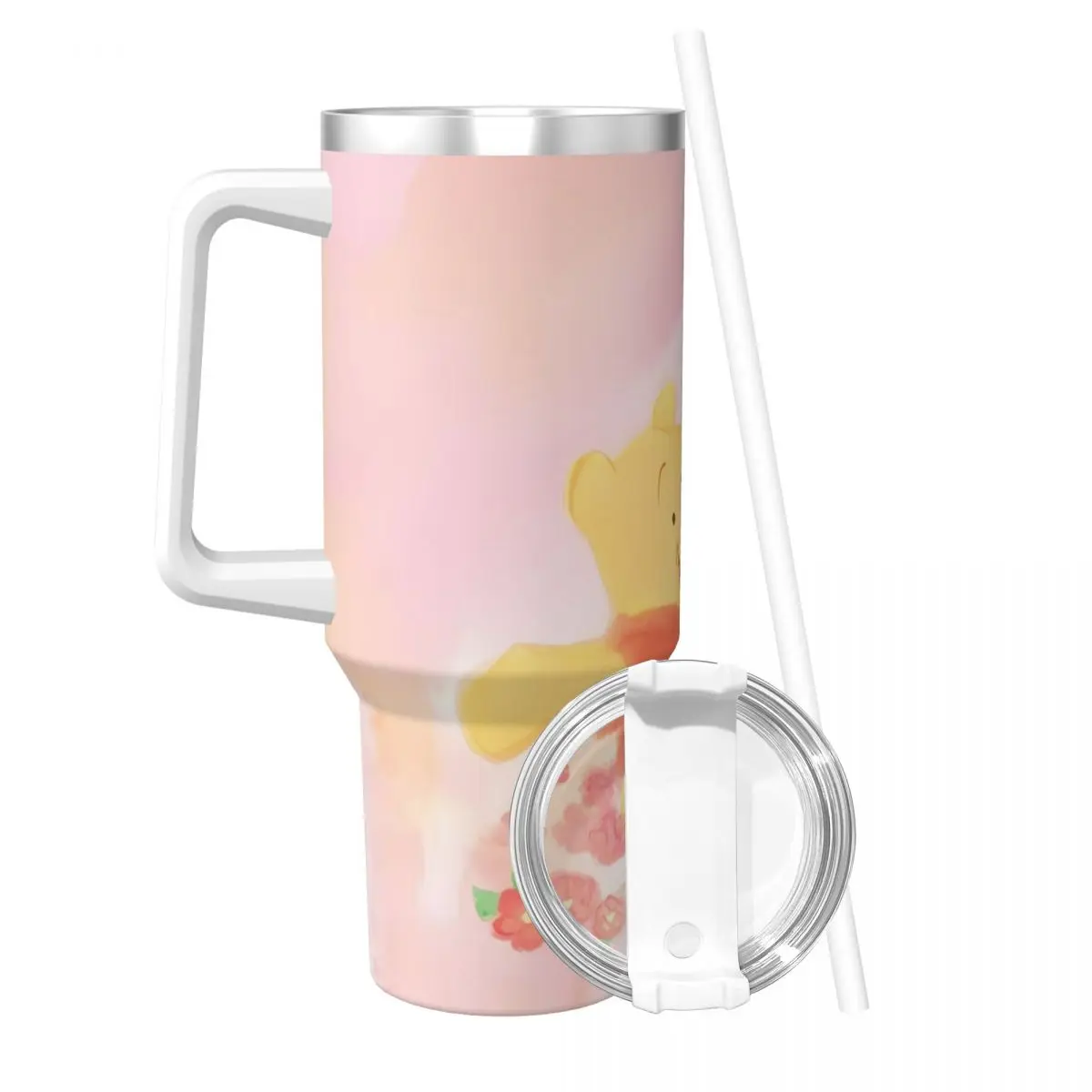 Winnie The Pooh Piglet MINISO Stainless Steel Tumbler Beach Car Mugs Large Capacity Thermal Cups Milk Tea Water Bottle