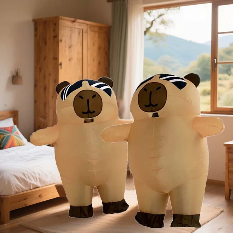 

Adult Cosplay Capybara Inflatable Costume Wearing Sunglasses Capibalaka Set Fun Party Halloween Role Play Full Set Costume
