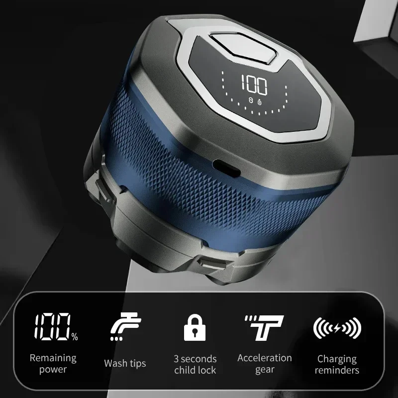 Tinsol 티타늄 전기 헤드 면도기 대머리 남성용 6D 마그네틱 면도기 헤어 트리머 충전식 LED 방수 얼굴 헤어 커팅