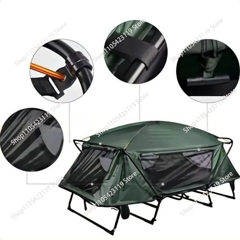 Single 1 Person Sleeping Folding Double Layer Grade Fabric Off Ground Camping Cot Tent