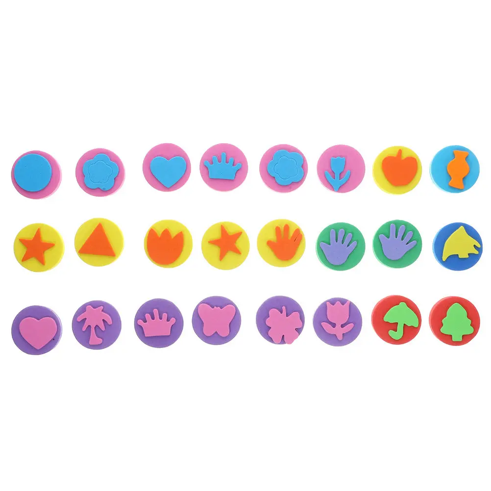 

Набор из 24 детских губчатых штампов для рисования, художественные принадлежности, легко моются, многоразовые, креативные, забавные губчатые штампы