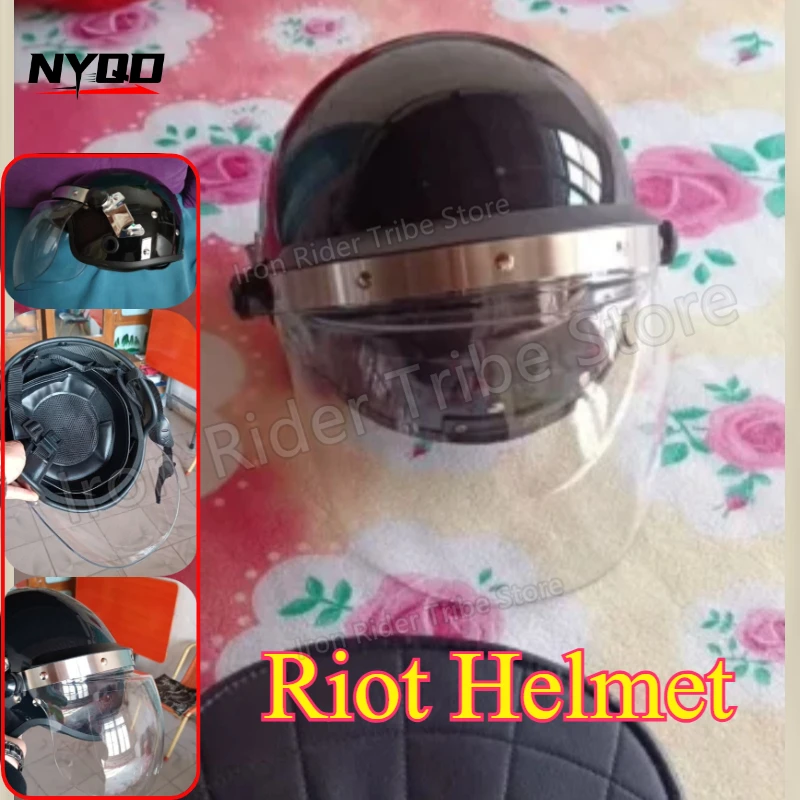 Professional Riot Helmet Police Security Explosion-Proof PC/ABS Shell Adjustable Suspension Anti-Fog Visor