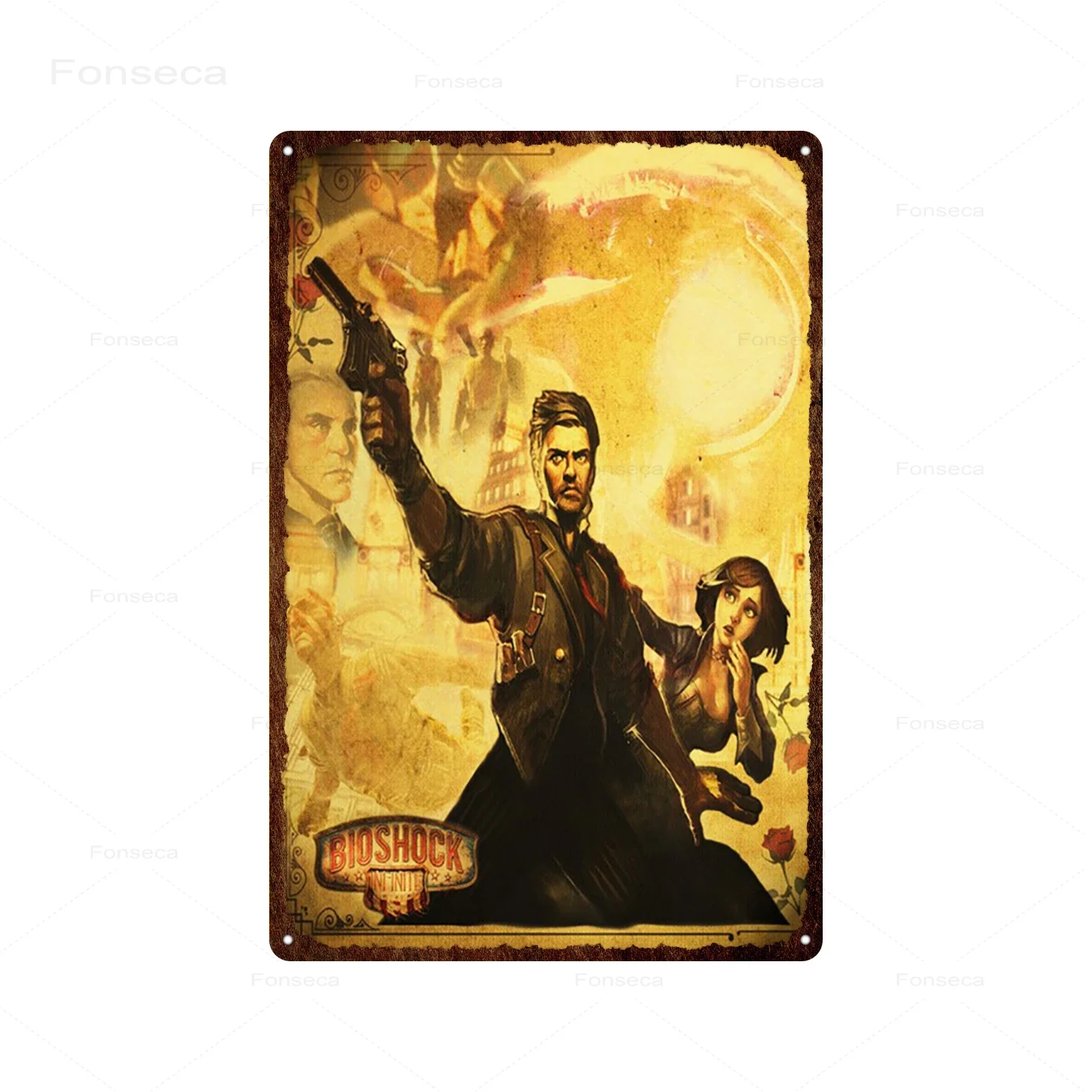 Shooting Game Bioshock Tin Sign Infinite High Quality Retro Meatl Plaques Vintage Wall Art Iron Painting for Home Bar Decoration