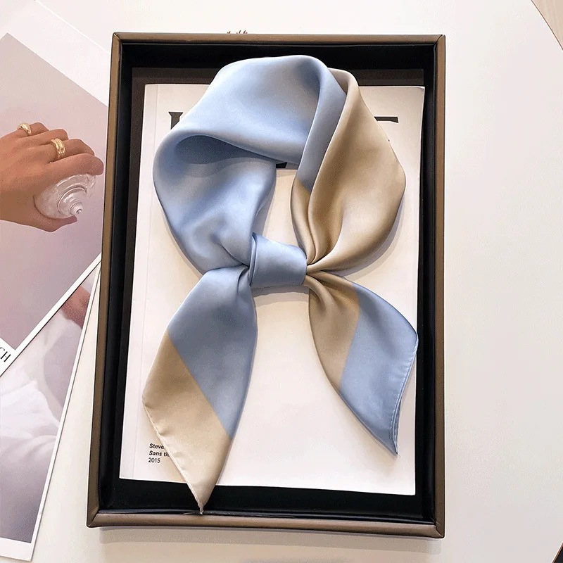 Neue Frühjahr 70*70cm Platz Schal Frauen Schal Floral Print Seide Hijab Foulard Weibliche Bandana Luxus Marke Schals damen Schmücken – Detail 4