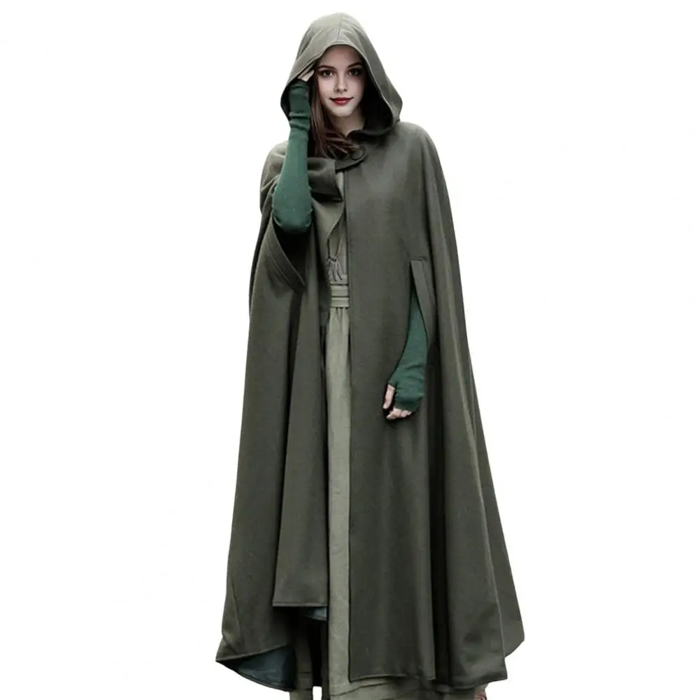 Women Woolen Coat Retro Cape Women's Winter Jacket With Hood Ankle Length Cloak Keep Warm Shawl Poncho Pirate Robe For Outdoor