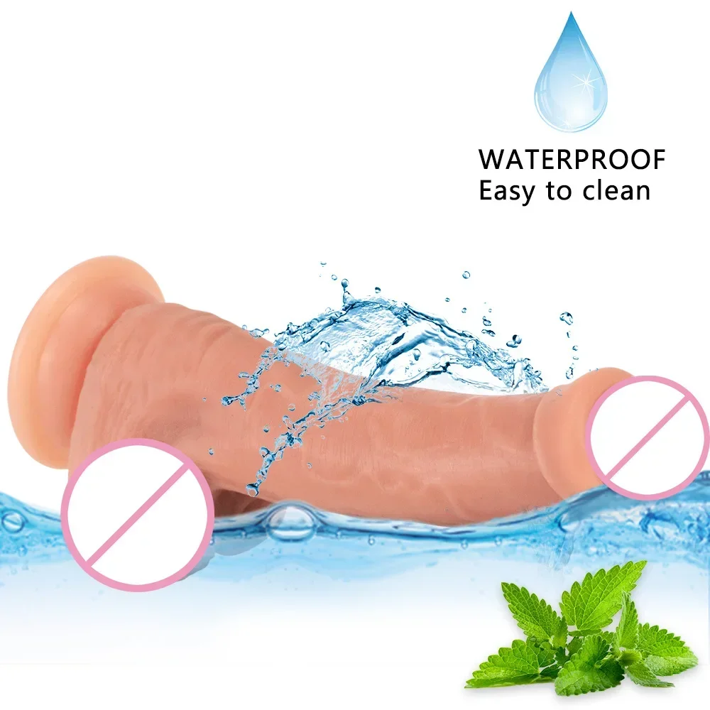 8.66inch Liquid Silicone Realistic Dildo Waterproof Super Soft Artificial Penis Real Vein Lesbian Sex Toy for Female Masturbator