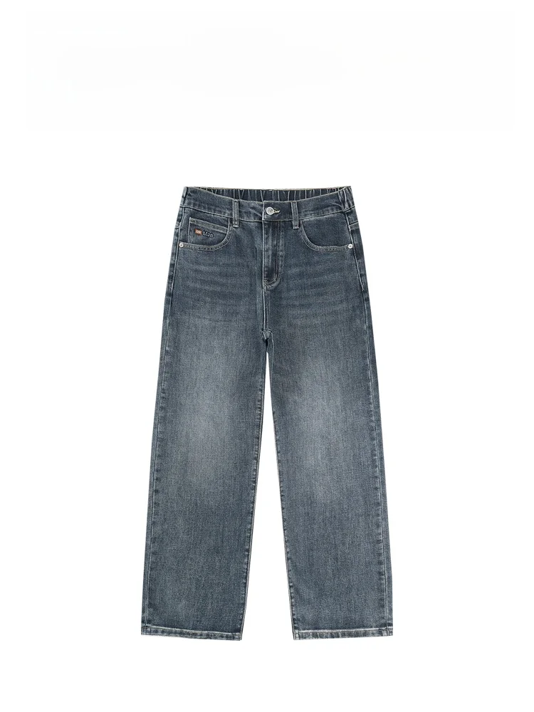 

Trendy Straight Leg Men's Jeans Elastic Waist Retro Luxury Versatile Long Pants Casual Faion Urban Sle Cotton Polyester B...