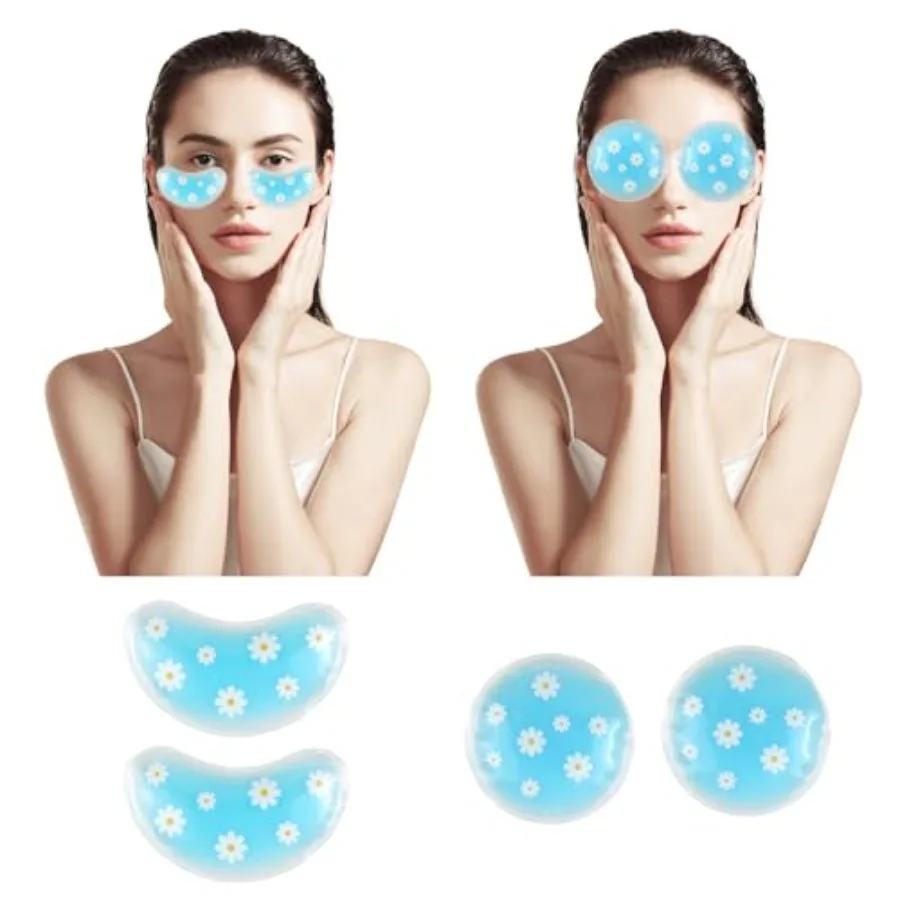 Gel Ice Pack Reusable Cooling Eye Pads and Under Patches, Eye Hot Cold Treatment for Redness, Pain Relief Relax