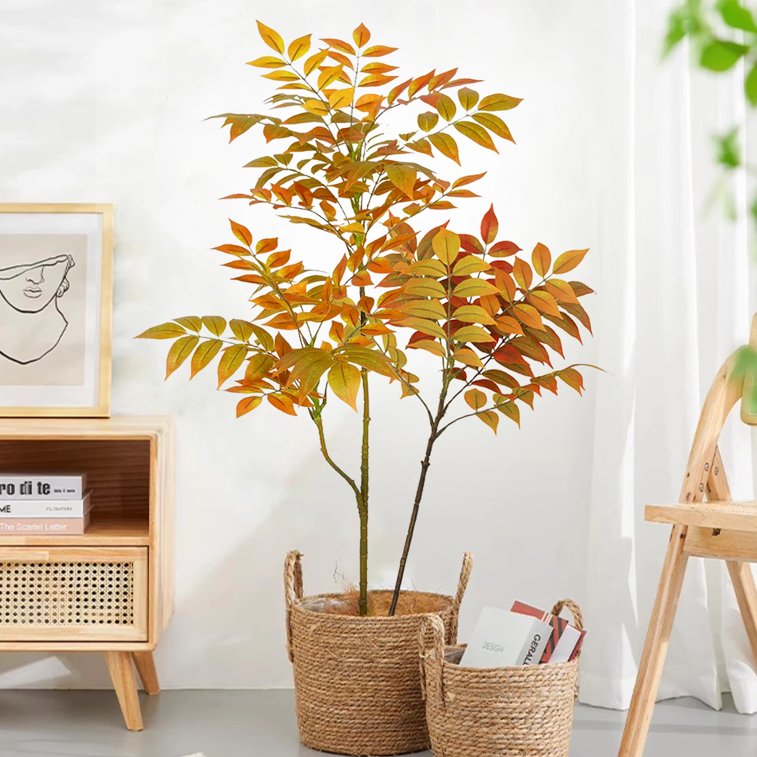 77–135 cm (53,1 Zoll) künstliche Geigenblätter, Ficus-Feigenpflanze für den Außenbereich, Hof, Garten, Balkon, Innenbereich, Heim- und Bürodekoration – Detail 31