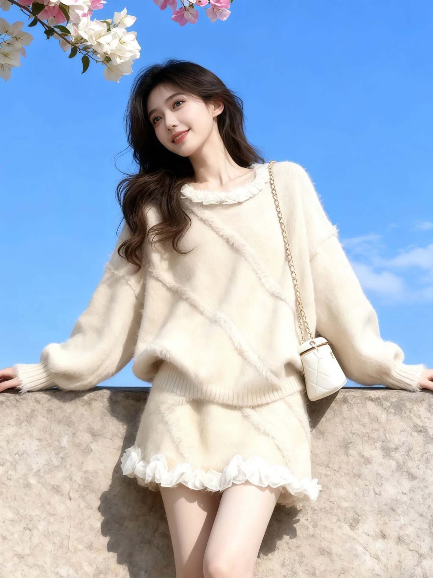 

Winter Warm Knitted Sweater And ort Skirt Set for plus Size Women Casual Comfortable Lazy Sle Faion Ensemble