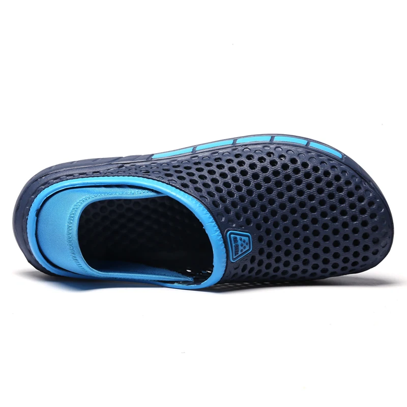 صنادل الصيف الرجالية قباقيب عادية جولة تو الانزلاق على في الهواء الطلق نمط هندسي المضادة للانزلاق ثقب الشاطئ الأحذية زائد 46 47 شبشب رجالي #3