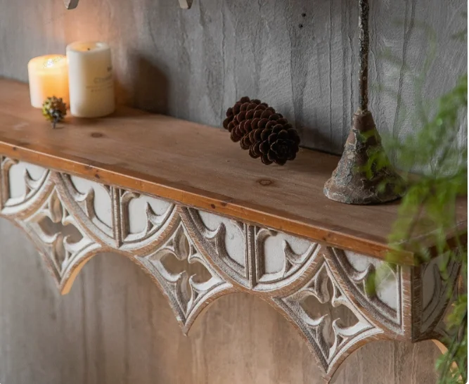 Retro American Country Old Carved Wall Hanging Shelves – Hotel Creative Decoration Characteristic Floating Shelves for Wall