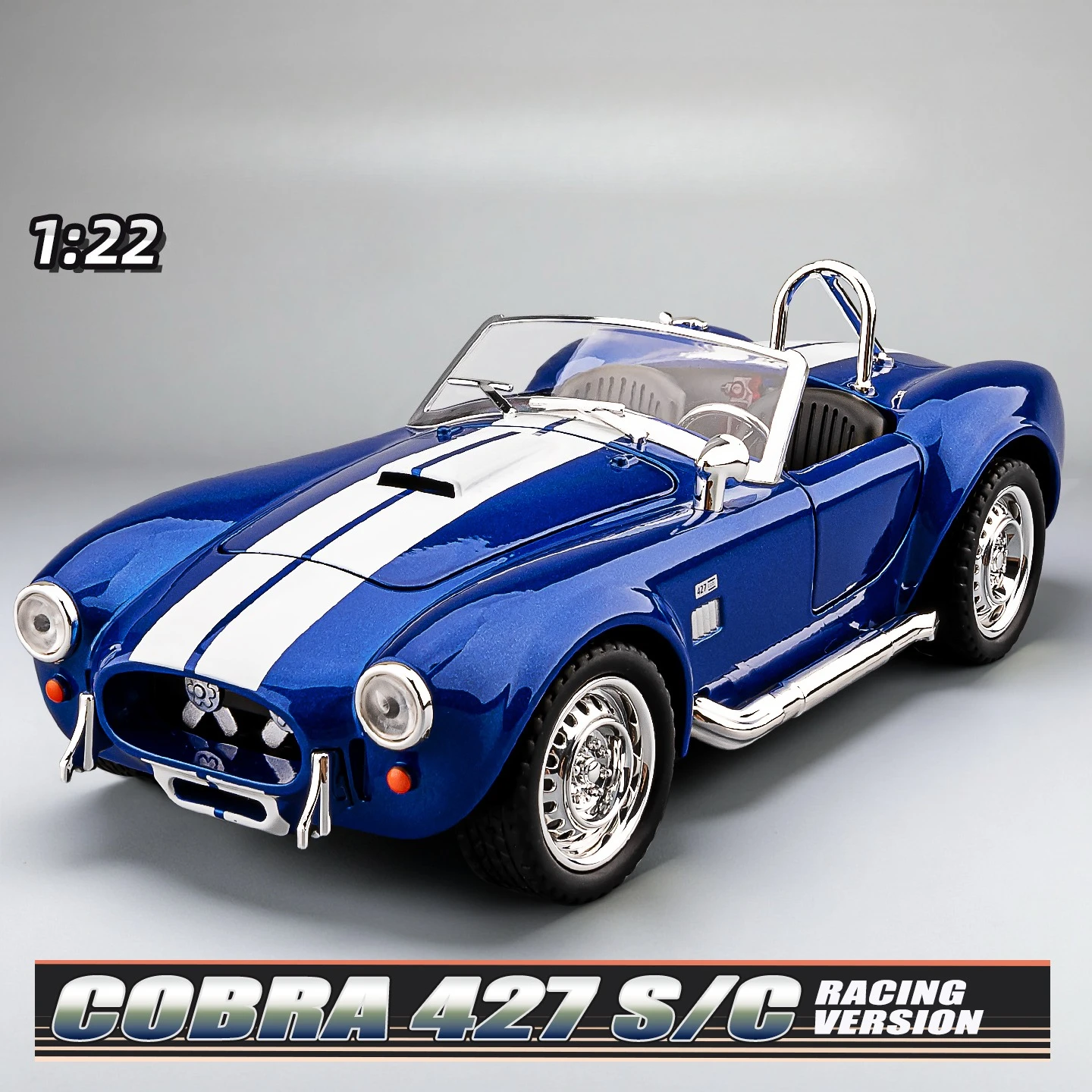 

1:22 Ford Cobra 427 S/C Roadster, модель автомобиля из сплава, игрушечный автомобиль, литье под давлением металла, звуковой и световой автомобиль, игрушки, автомобиль, подарок