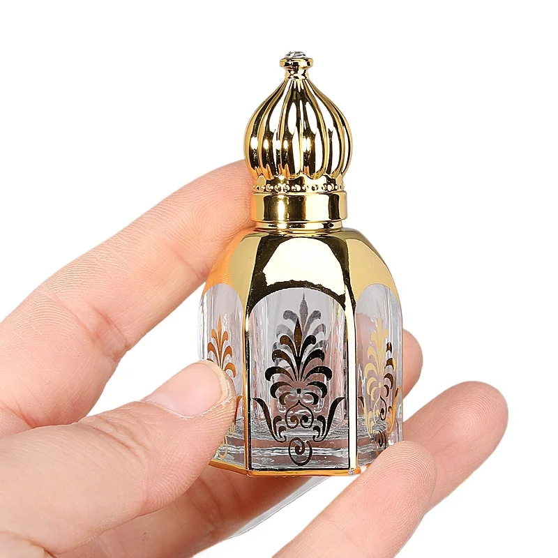 Bottiglia di profumo in vetro da 12 ml portatile Roll on Bottlse Confezione in oro Miscelazione Bottiglie a rullo vuote Mini contenitore per olio essenziale
