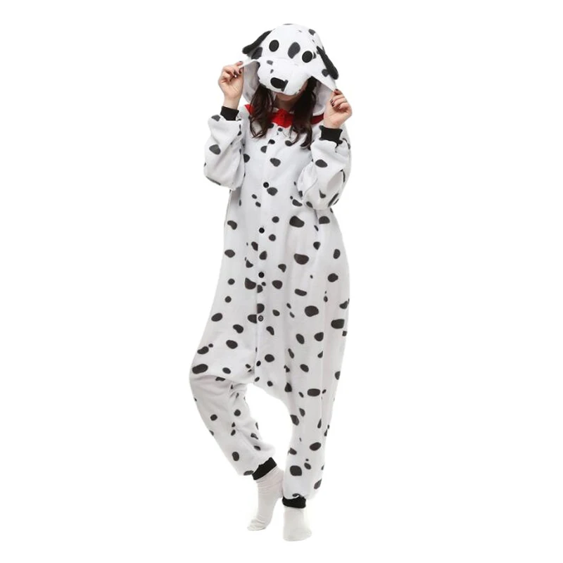 Pajamas Cruella 101 Dalmatians Hoodie Jumpsuit Home Dress Halloween Costume for Woman Adult Dog Cruella Cosplay Anime Festival