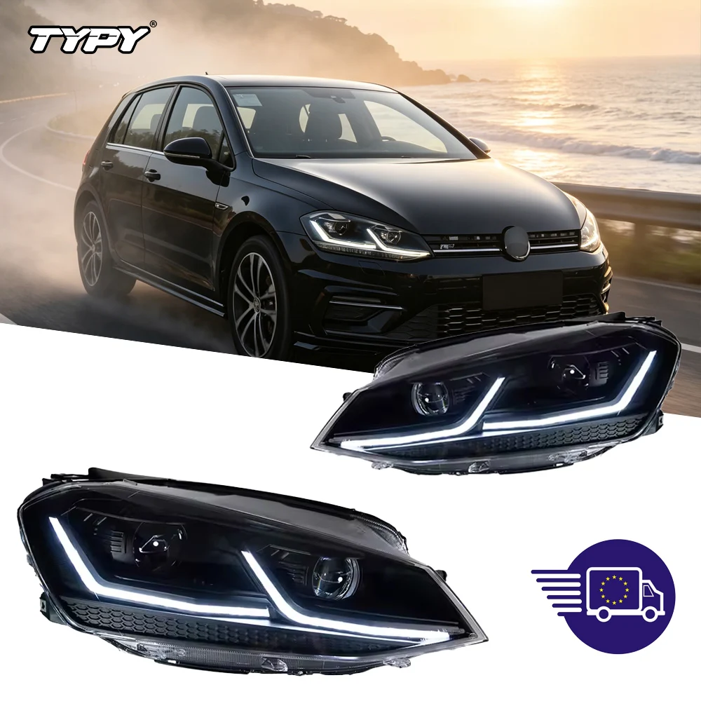 

TYPY 2 шт. для Golf 7.5 2018-2021 Golf7.5 MK7.5: Комплект светодиодных фар в стиле R-Line, аксессуары для тюнинга, LHD/RHD