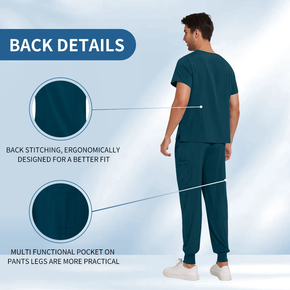 Niaahinn Dentistry Nurse Accessories Medical Surgical Gowns Solid Color Doctor Nurse Scrub Uniform Men Beauty Salon Spa Workwear view 3