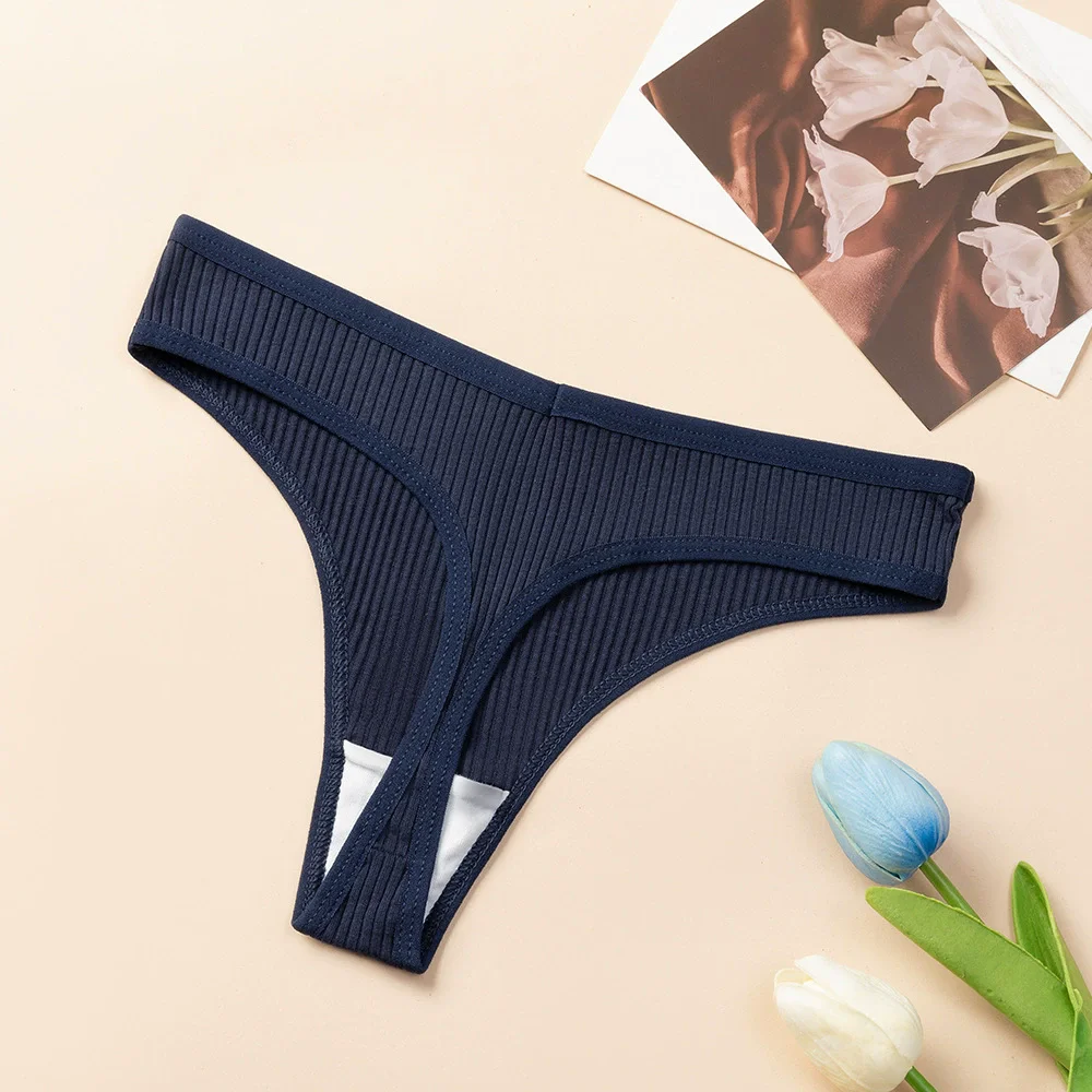 4 unids/set de bragas de algodón para mujer, ropa interior a rayas, tangas deportivas sexis, lencería suave y cómoda, Tanga con espalda en T para mujer