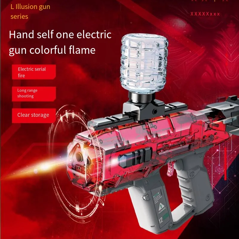 Electric toy gun colorful light electric high-speed hair hand self integrated crystal toy gun launcher parent-child game