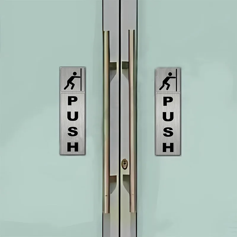 Aluminum Sliding Door Sticker Hotel Restaurant Glass Push Word Pull Word Door Sticker Sign Reminder Sign Hotel Signage Gate