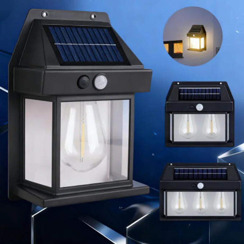 New Outdoor Simple Creative Solar Tungsten Lamp Outdoor Induction Courtyard Garden Villa Lighting Practical Night Light White