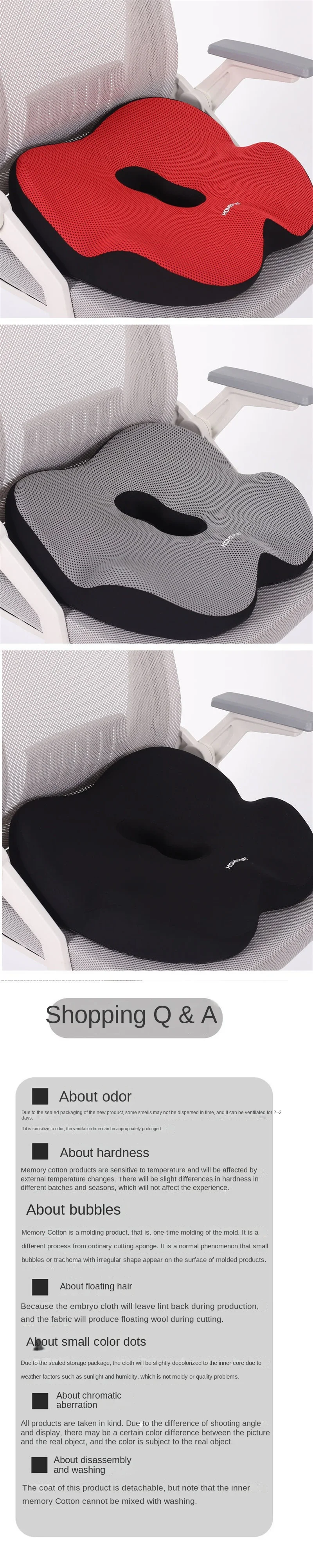 Beckenneigungskorrektur-Sitzkissen, Memory-Schaum-Gesäßkissen, Gesäßkissen für Stuhl, Zuhause, Büro, Auto, Verdicktes Sitzkissen – Detail 5
